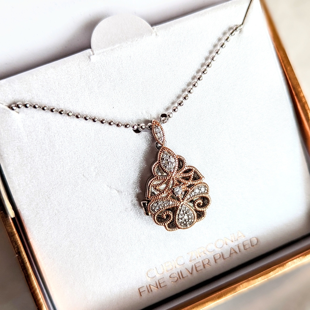 Lily & Lace Cubic Zirconia Locket Necklace